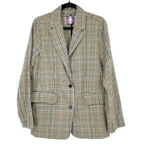 Urban Outfitters Plaid Blazer Jacket Womens Size Medium Tan Black NEW